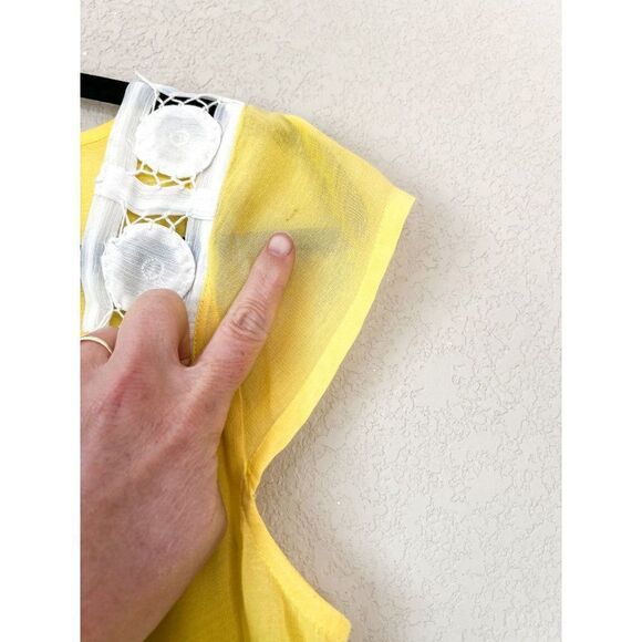 Anthropologie Moulinette Soeurs Yellow Blouse with White Embroidery Size 0 - Picture 7 of 7